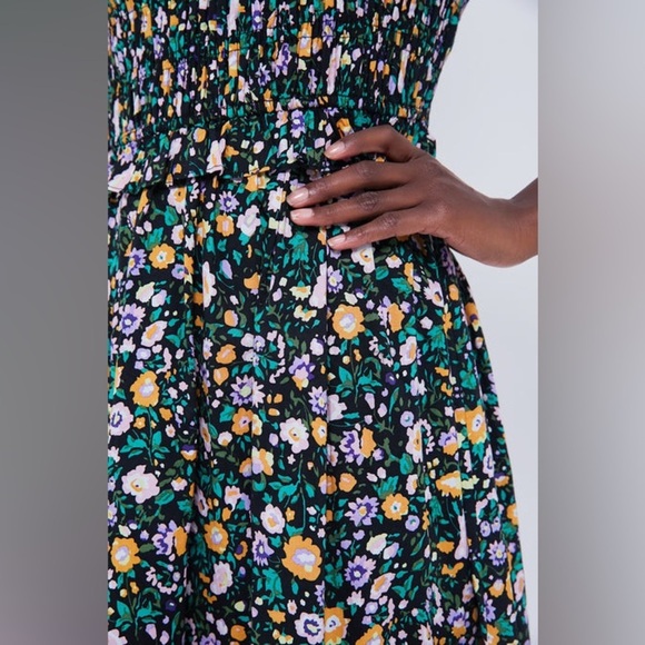 HYACINTH HOUSE Samantha Dress M Black Floral Smocked Midi NWT Cottagecore - Picture 6 of 15